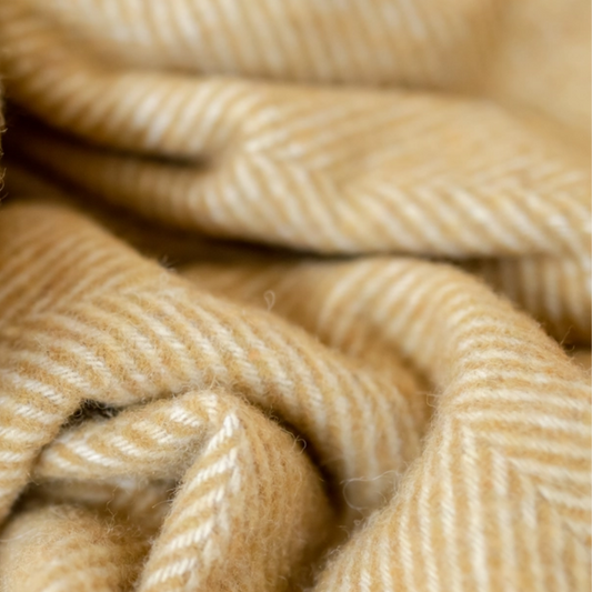 Recycled Wool Knee Blanket | Mustard Herringbone | The Sensory Hive