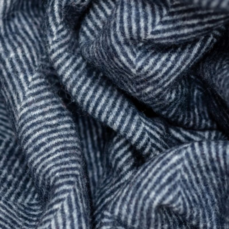 Recycled Wool Knee Blanket | Navy Herringbone | The Sensory Hive