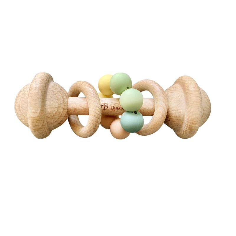 Eco-Friendly Teether | Organic Wooden Rattle // Multicolor